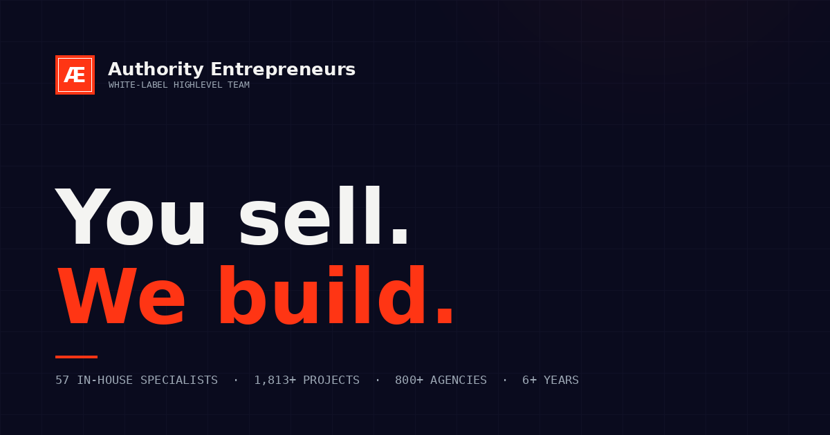The Authority Entrepreneurs brand card showing the agency&rsquo;s own track record